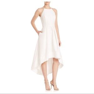 Aidan Mattox Basket Weave High Low Halter Dress